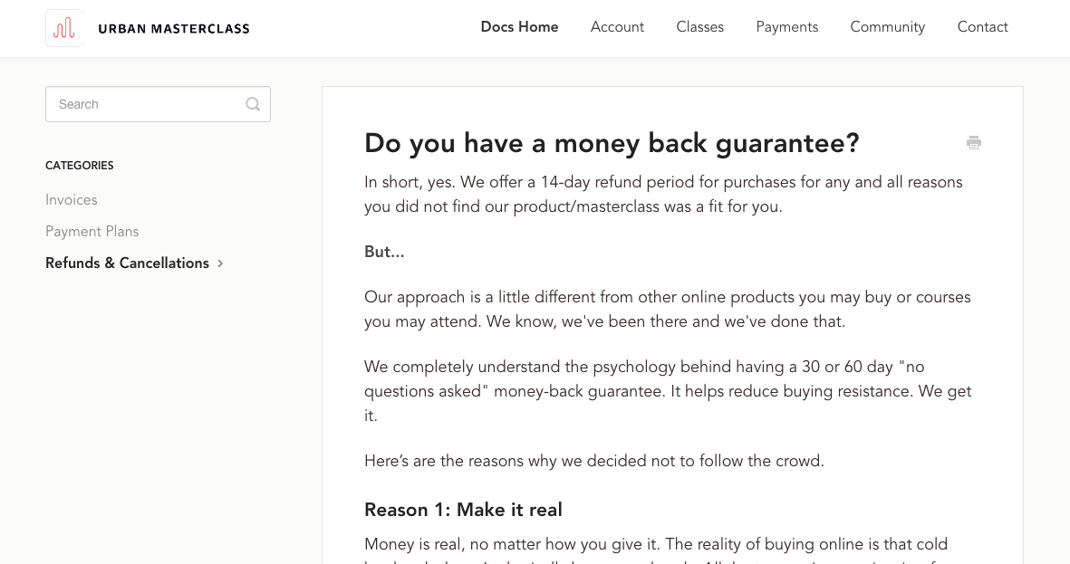 Urban masterclass Money Guarantee