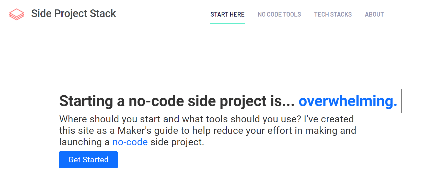 Side Project Stack Landing Page