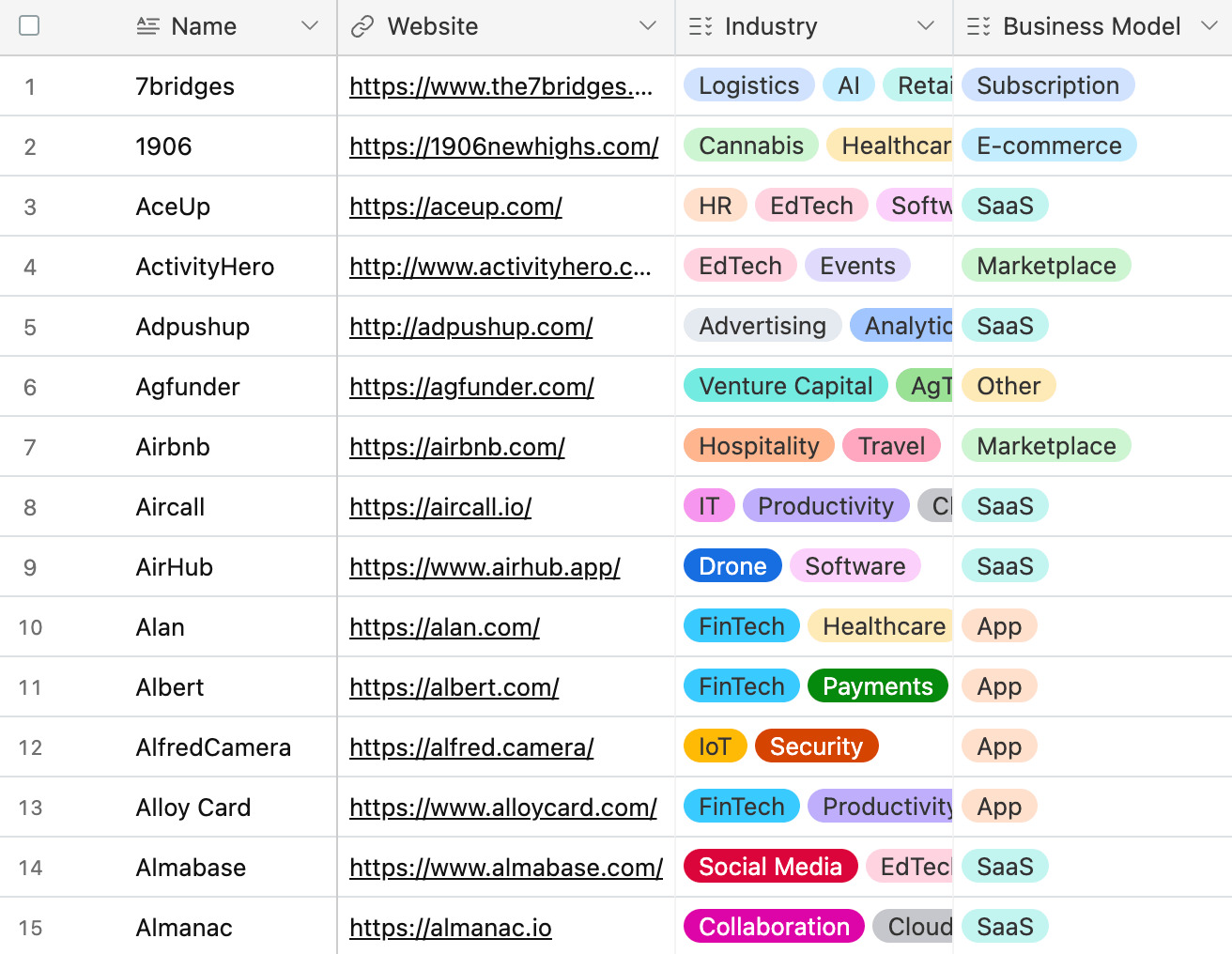 Pitch Deck Airtable