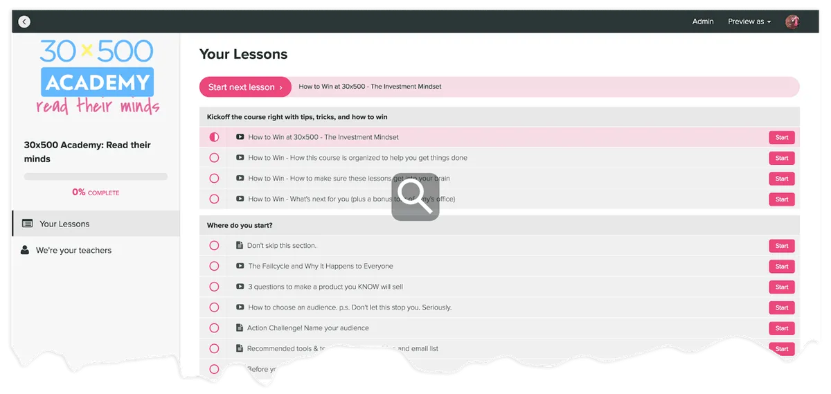 Entrepreneurs courses #3: 30x500 Academy