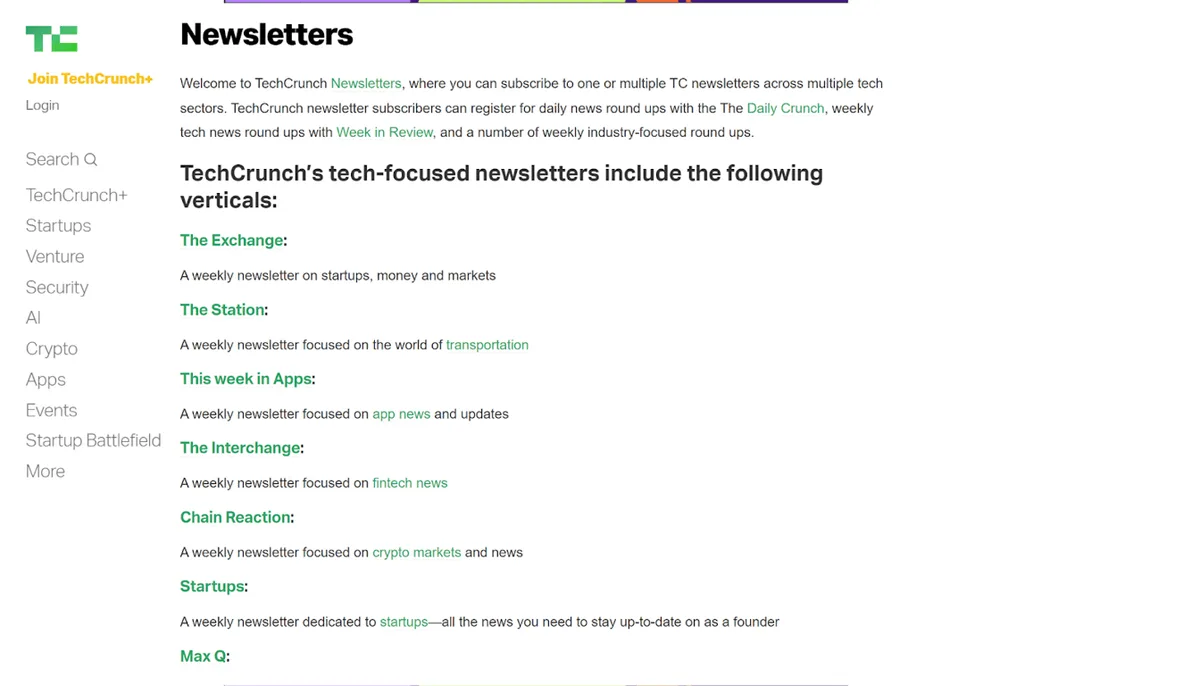 Techcrunch’s Newsletter