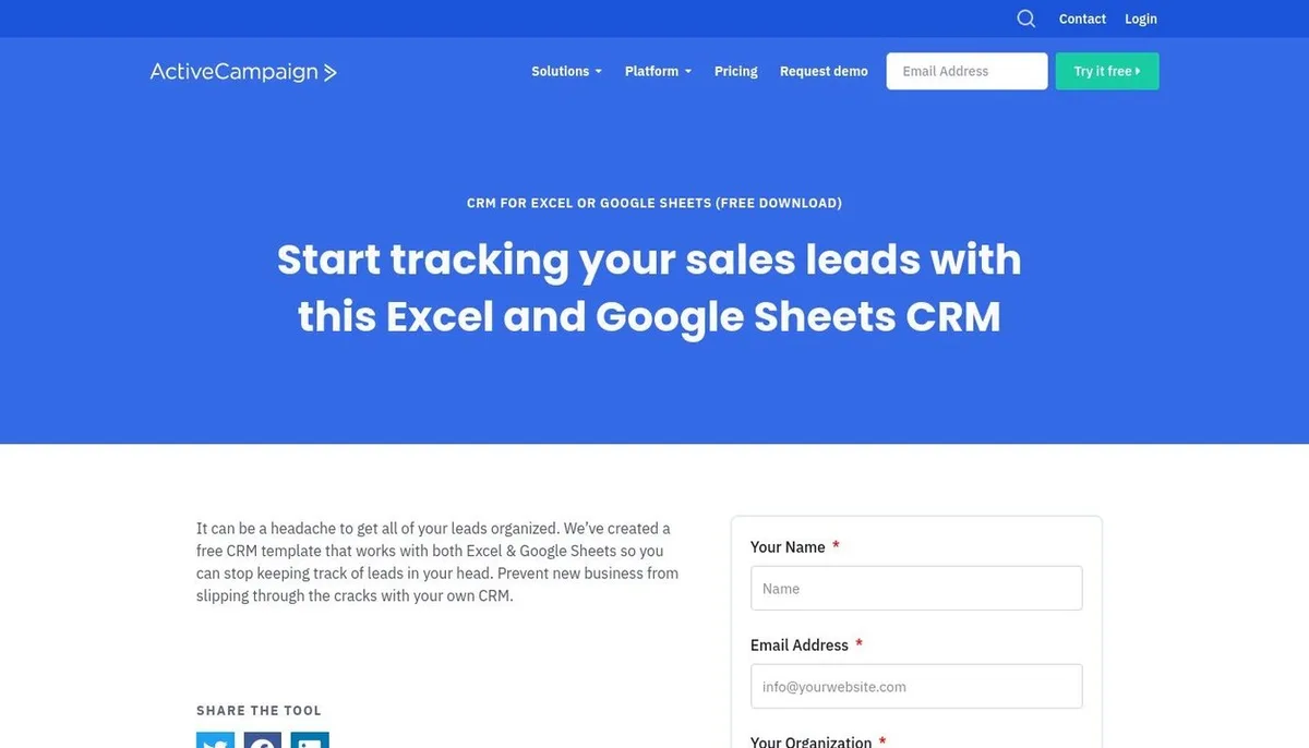 CRM template by ActiveCampaign