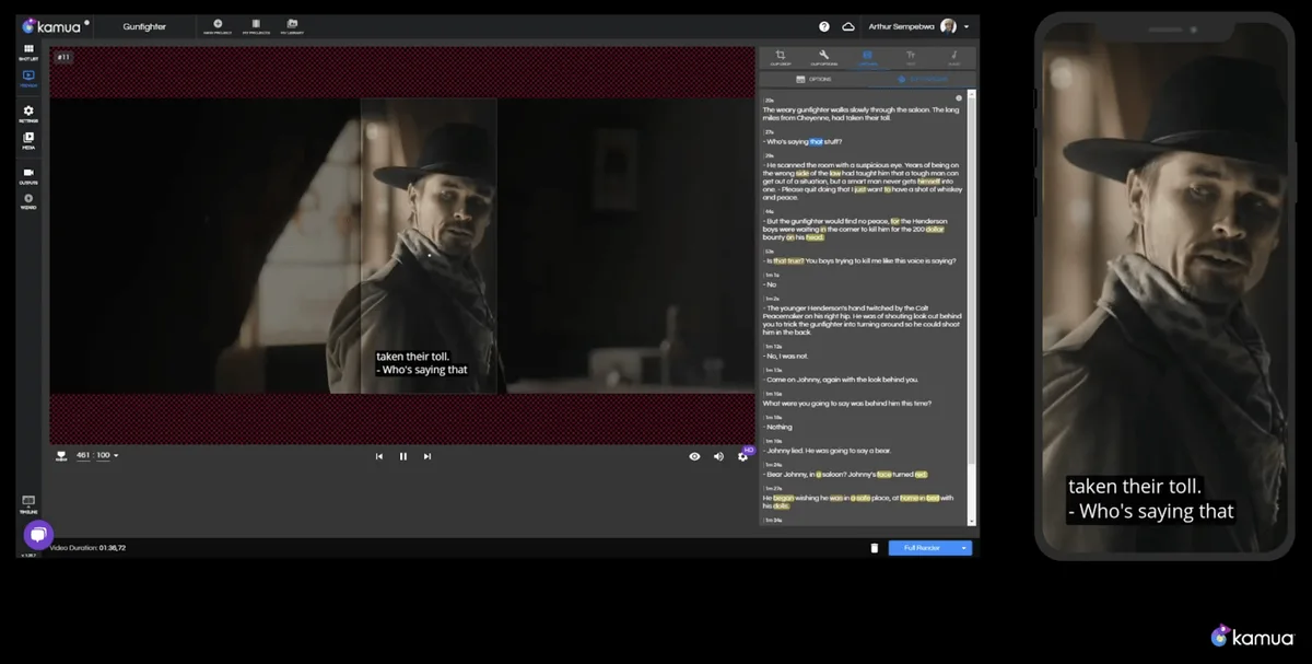 Kamua's editing features