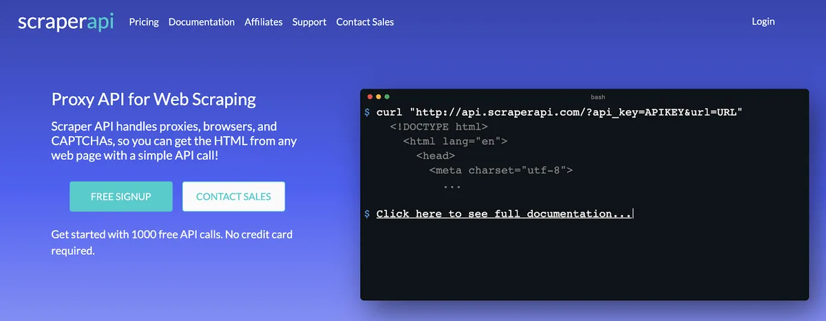 Scraper API Landing Page