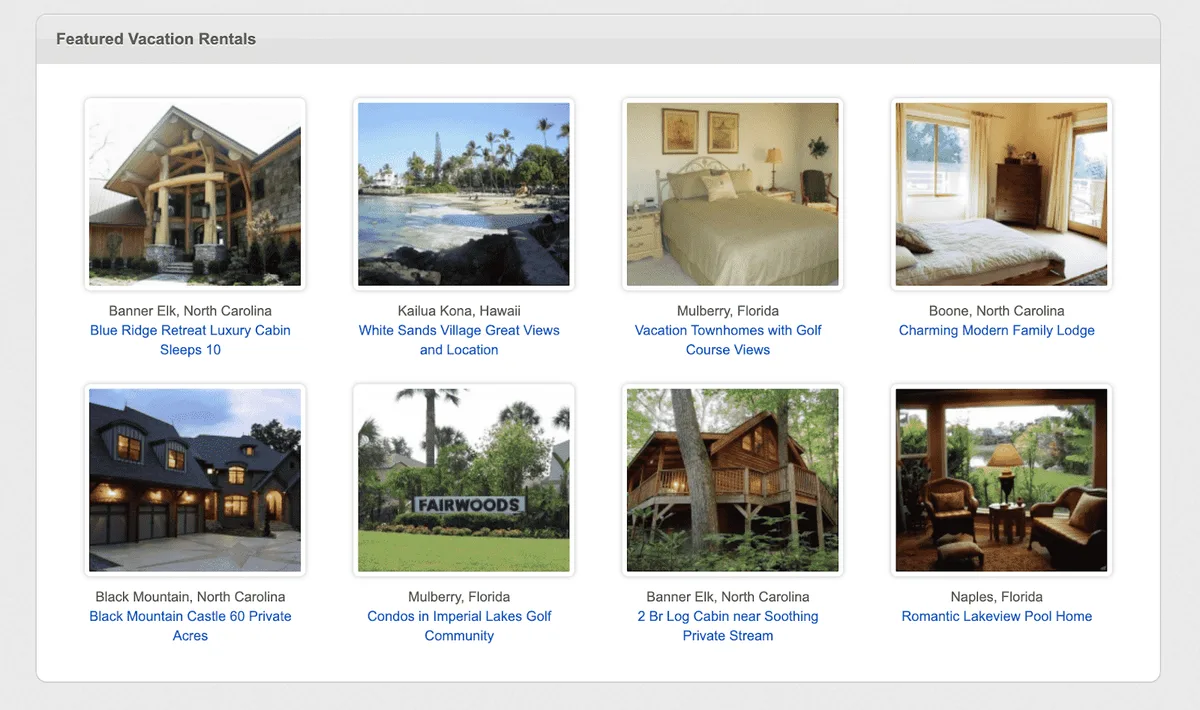 Vacation Bird Featured Rentals