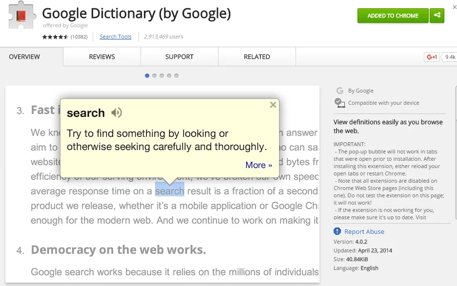 Google Dictionary
