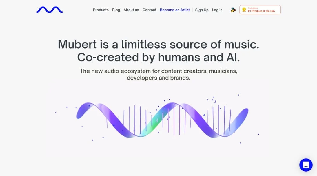 Mubert Landing Page