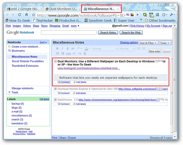 Google Notebook