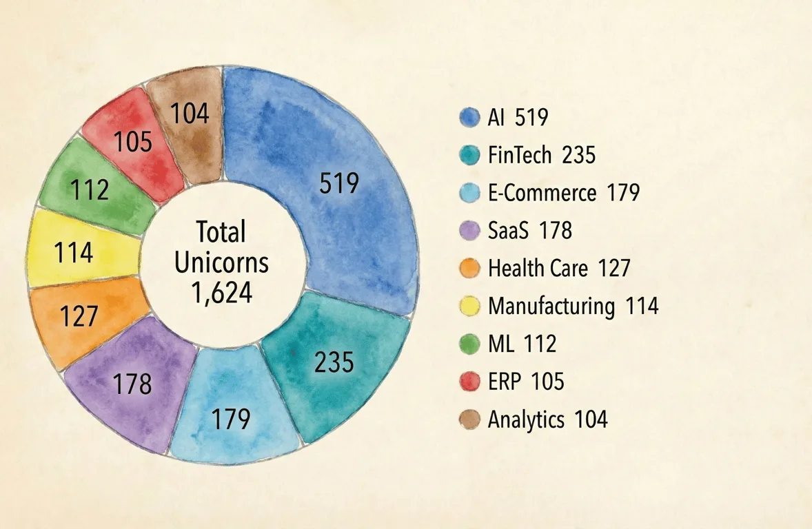 Unicorns by Industry (2025)